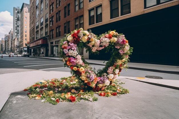 A forma di cuore fatta di fiori