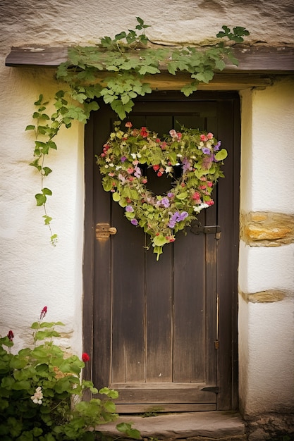 A forma di cuore fatta di fiori