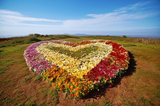 A forma di cuore fatta di fiori