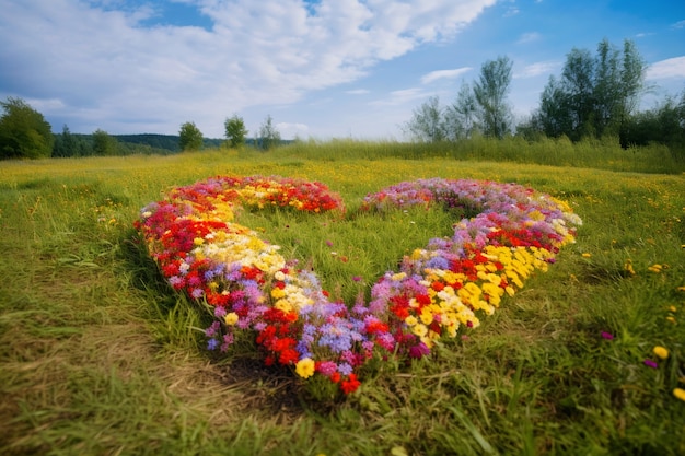 A forma di cuore fatta di fiori