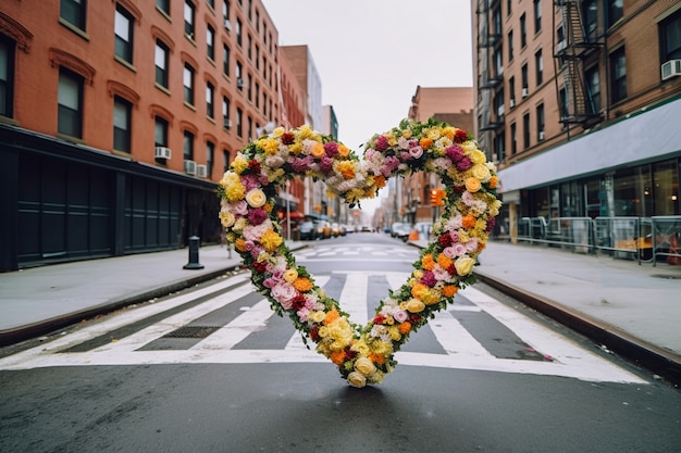 A forma di cuore fatta di fiori