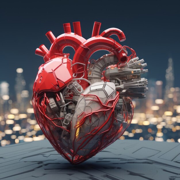 A forma di cuore realistico con la città