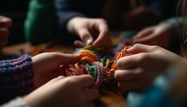 Abbigliamento in lana fatto a mano realizzato con abilità e creatività generate dall'intelligenza artificiale