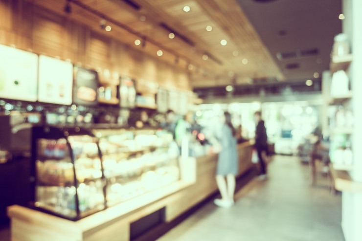 Foto gratuito abstract blur e defocused caffetteria caffetteria interno