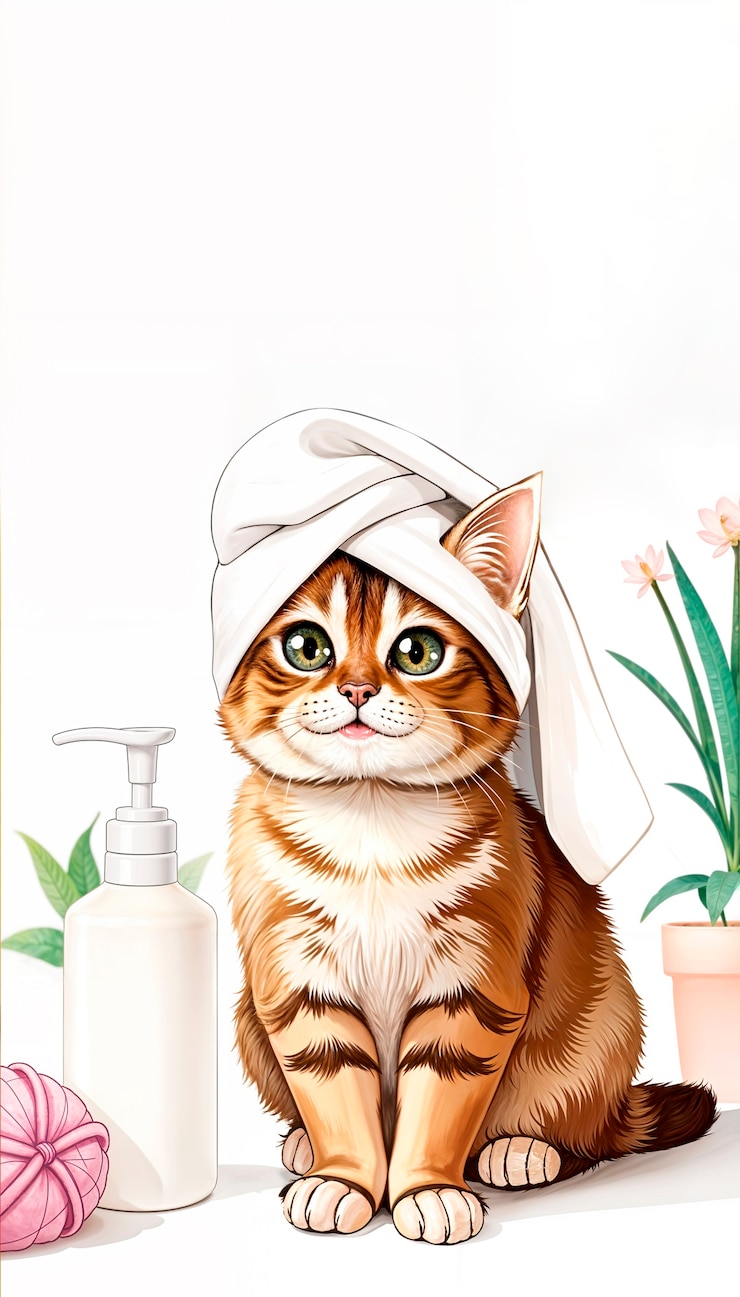 Foto gratuito adorabile animale domestico che si gode un'illustrazione di un giorno di spa