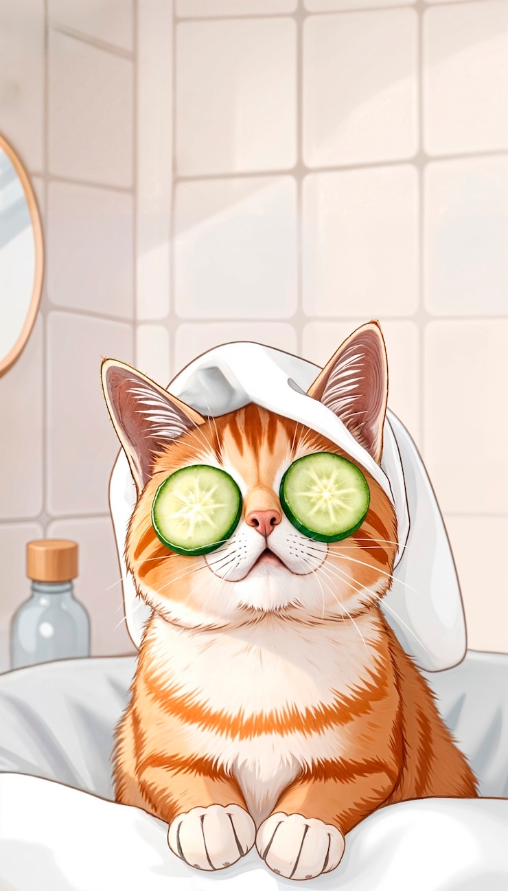 Foto gratuito adorabile animale domestico che si gode un'illustrazione di un giorno di spa