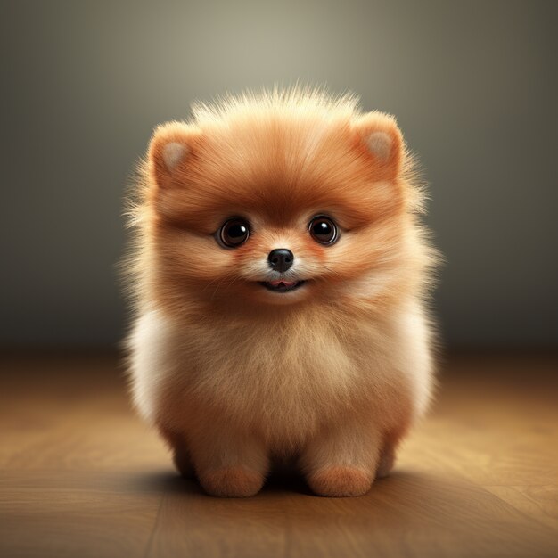 Adorabile cane pomeraniano in studio