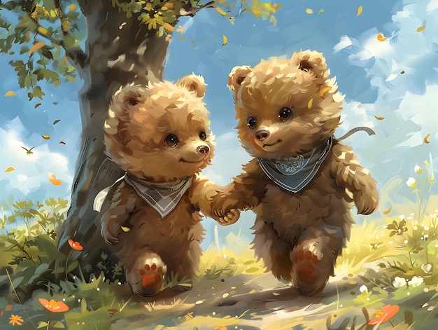 Adorabile illustrazione di orso in stile arte digitale