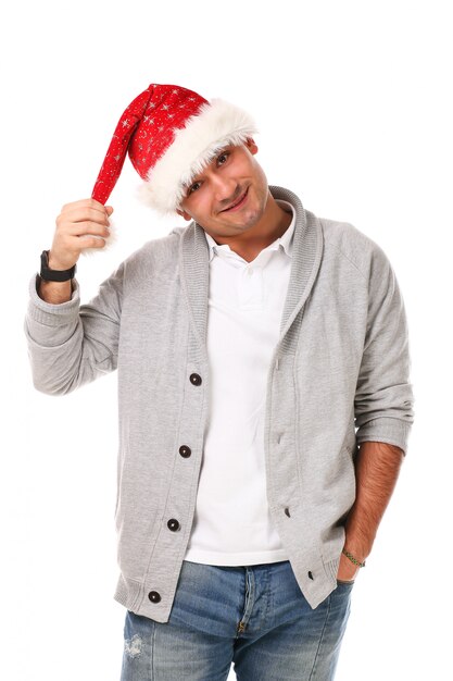 adulto casuale con il cappello di natale