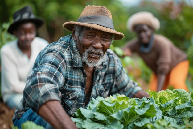 Africani che raccolgono verdure