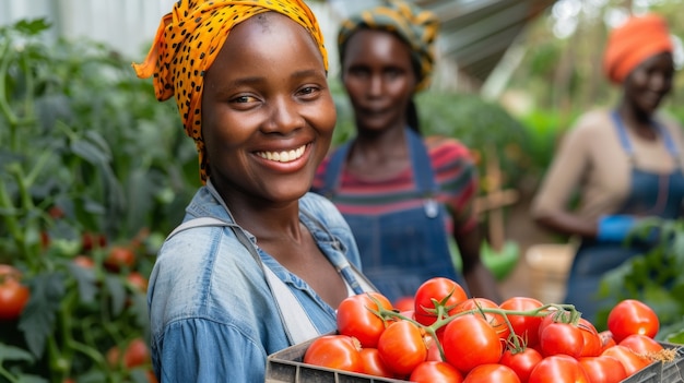 Africani che raccolgono verdure