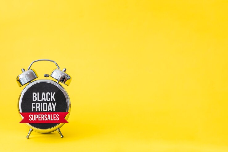 Foto gratuito alarme del venerdì nero su sfondo giallo