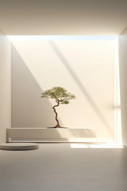 albero 3d illuminato dalla luce del sole