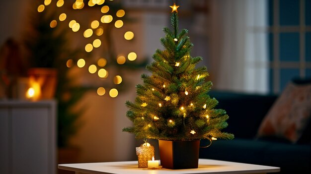 Albero di Natale al coperto decorato con molti ornamenti