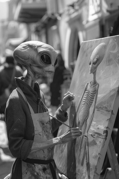 Alien monocromatico a colpo medio