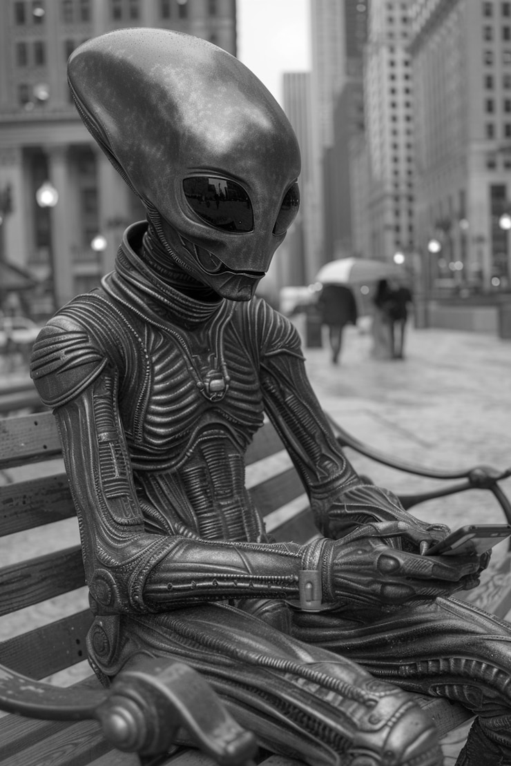 Foto gratuito alien monocromatico a colpo medio