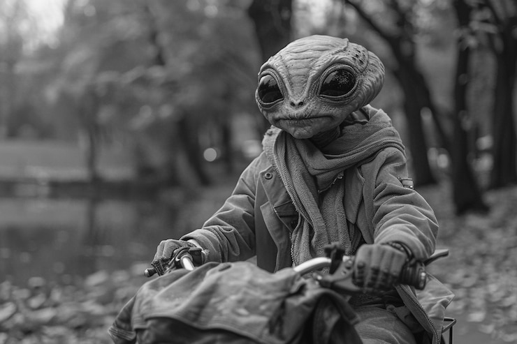 Foto gratuito alien monocromatico a colpo medio
