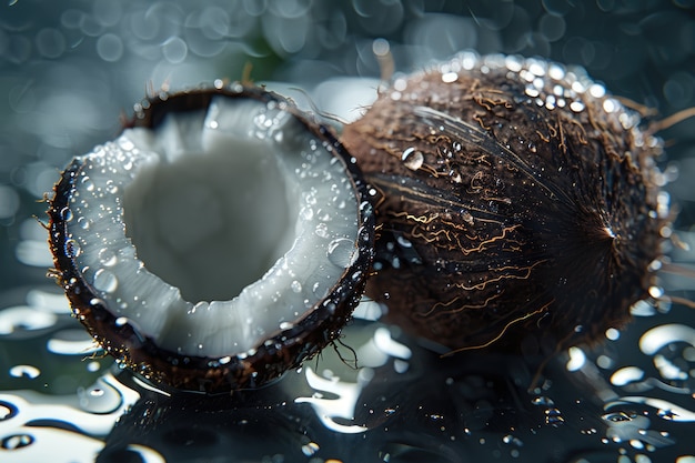 Alimenti crudi con gocce d'acqua in studio