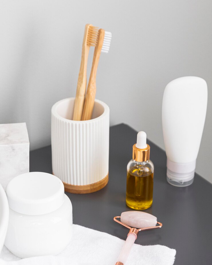 Foto gratuito alto angolo del concetto di cosmetici eco