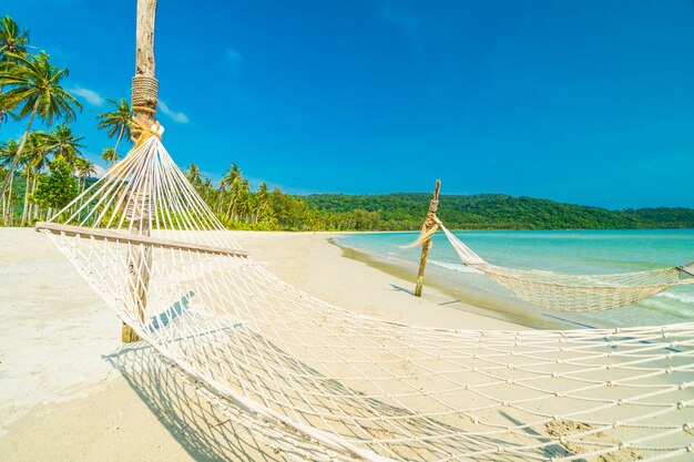 Amaca con spiaggia tropicale di bella natura