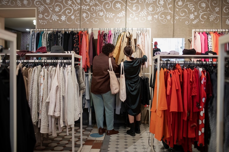 Foto gratuito amici che acquistano nel mercato dell'usato