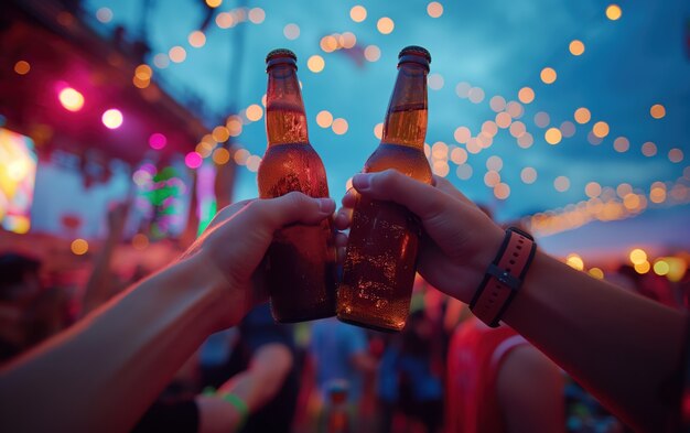Amici che brindano alla birra per festeggiare