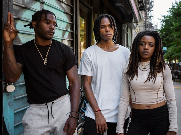 Amici di vista frontale con i dreadlocks afro