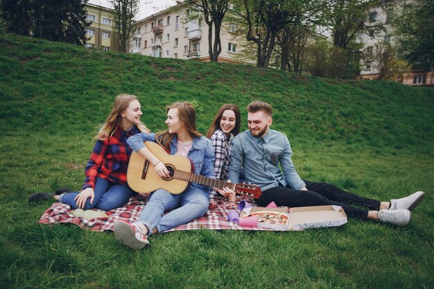 Amici su un pic-nic