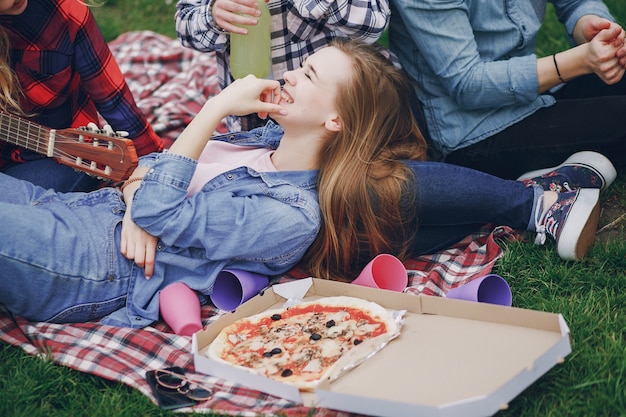 Amici su un pic-nic