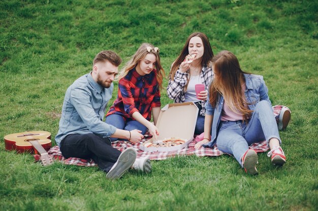 Amici su un pic-nic