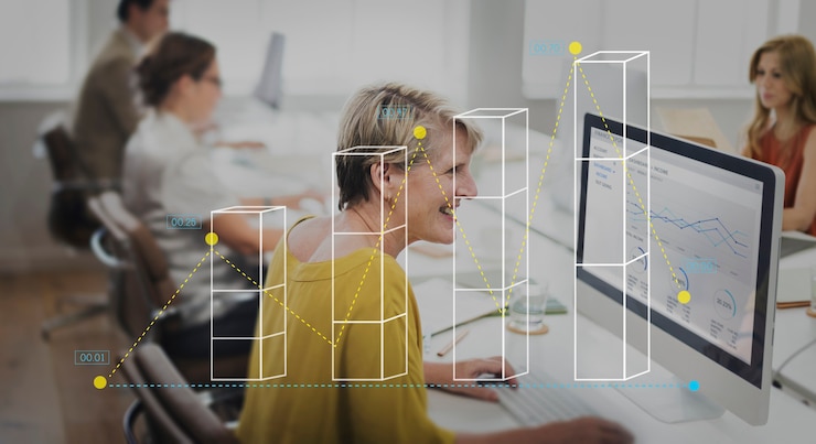 Foto gratuito analisi statistica dei grafici a barre concetto aziendale