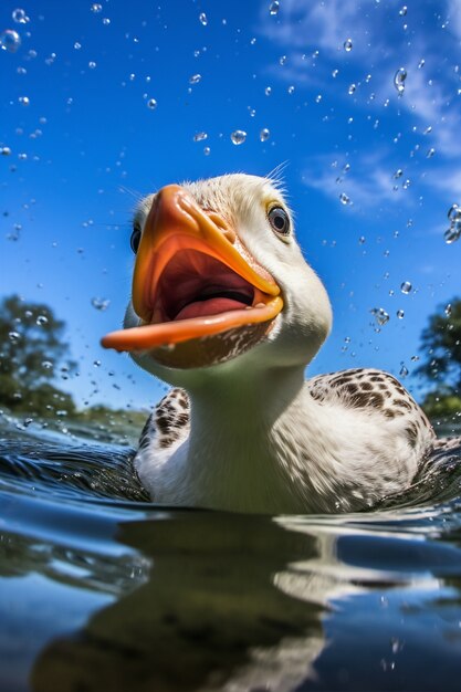 Anatra che vive la vita nella natura