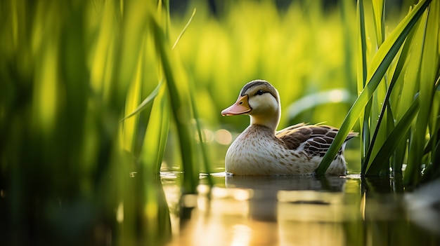 Anatra che vive la vita nella natura