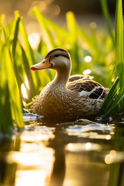 Anatra che vive la vita nella natura