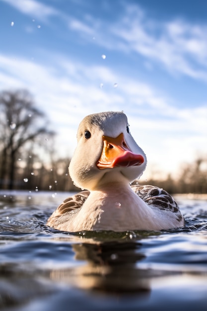 Anatra che vive la vita nella natura