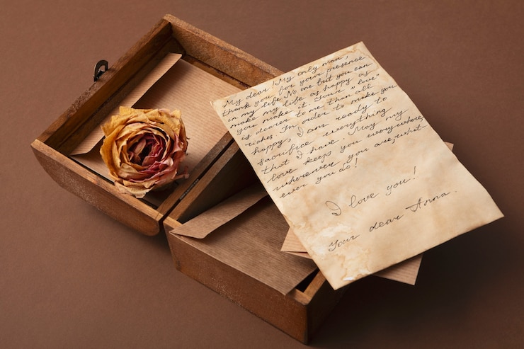 Foto gratuito angolo altobella lettera d'amore