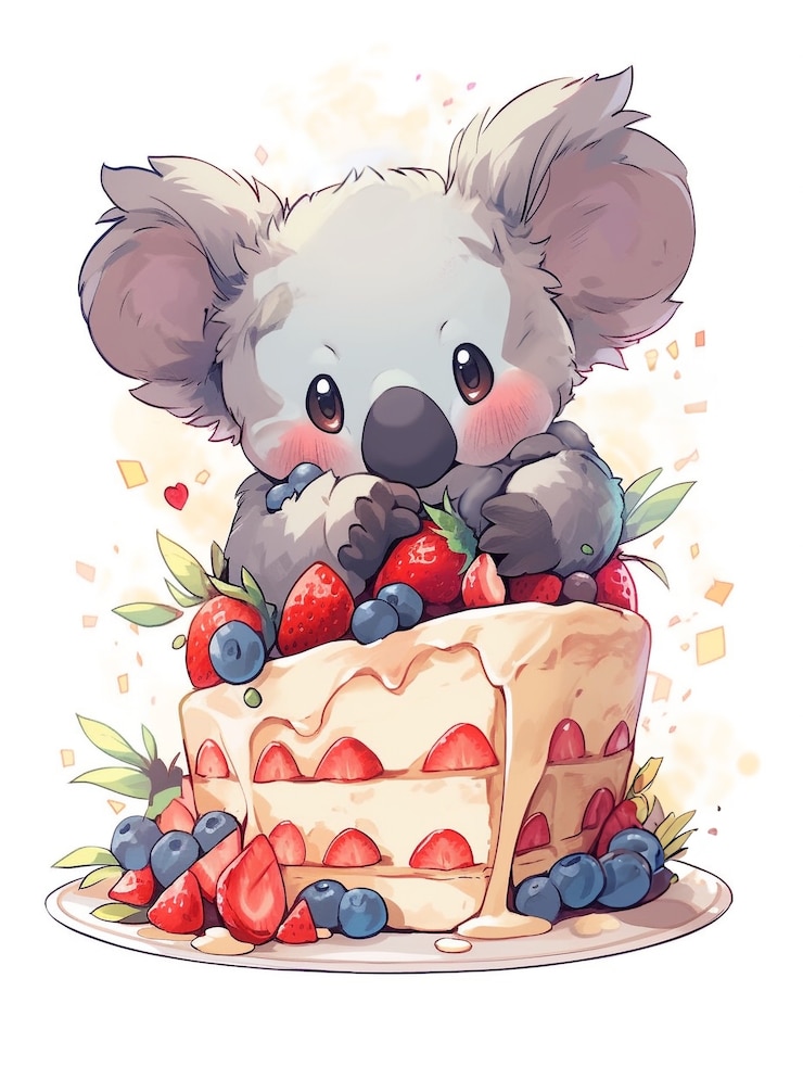 Foto gratuito animali che mangiano torte dolci e deliziose