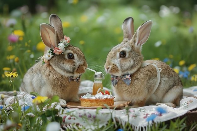 Animali che si godono un picnic