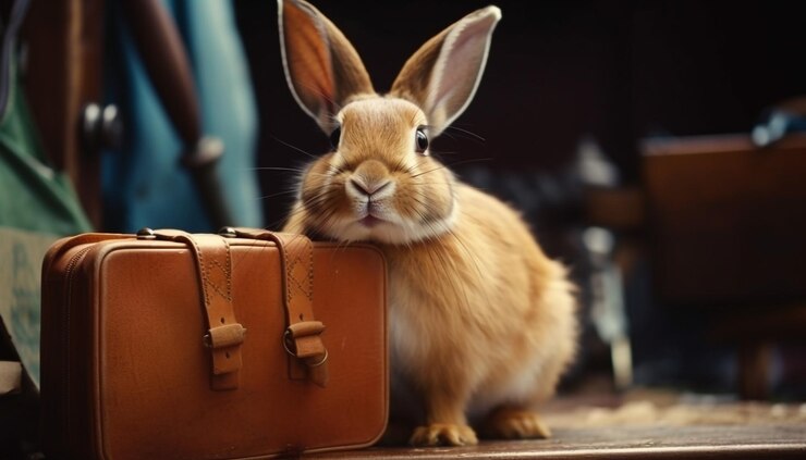 Foto gratuito animali di piccola taglia nel bagaglio pronti per l'avventura generati dall'ia