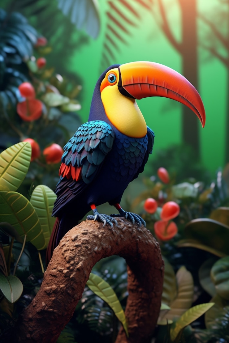 Foto gratuito animali selvatici in natura in cartone animato 3d