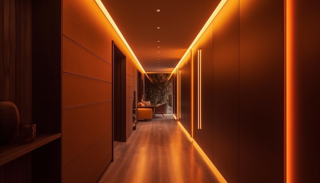 Appartamento moderno di lusso con design di illuminazione futuristico generato da AI