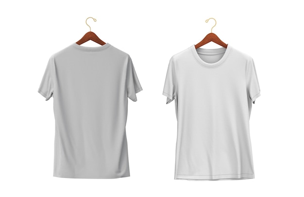 Appendiabiti per t-shirt bianco vuoto isolato su sfondo bianco