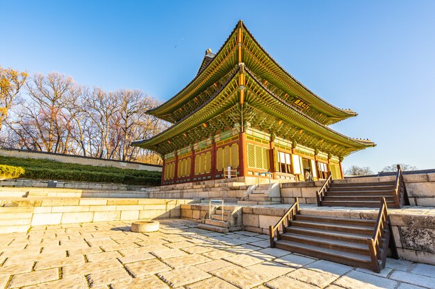 Architettura che costruisce il palazzo di Changdeokgung nella città di Seoul