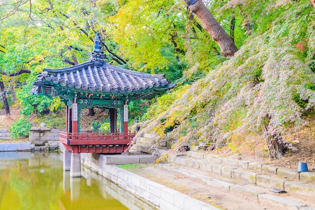 Architettura nel Palazzo di Changdeokgung nella città di Seoul in Corea