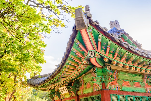 Architettura nel Palazzo di Changdeokgung nella città di Seoul in Corea