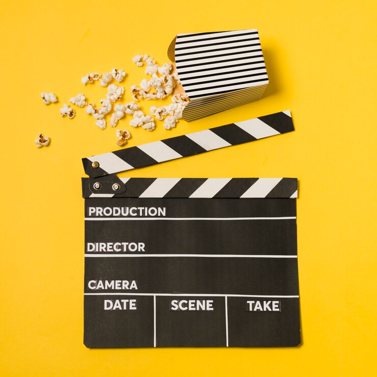 Foto gratuito ardesia cinematografica piatta