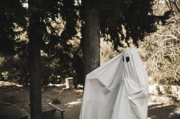 Armi di diffusione del fantasma vicino all&#39;albero in parco