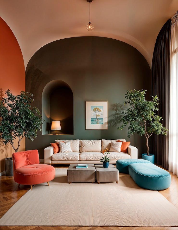Foto gratuito arredamento interno minimale colorato in pastello