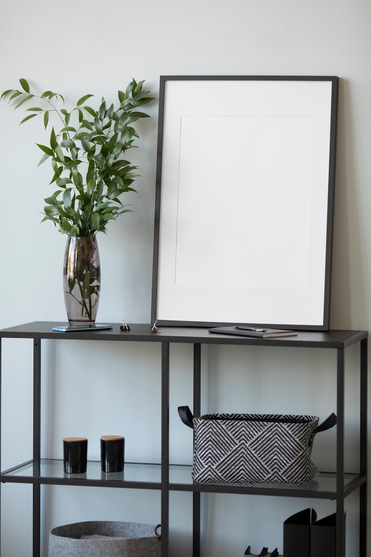 Foto gratuito arredamento per interni con cornice per foto