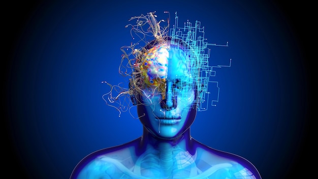 Arte astratta 3D di un disegno di movimento del cervello